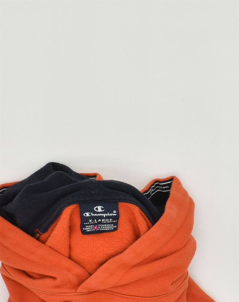 CHAMPION Boys Hoodie Jumper 13-14 Years XL Orange Cotton | Vintage Champion | Thrift | Second-Hand Champion | Used Clothing | Messina Hembry 