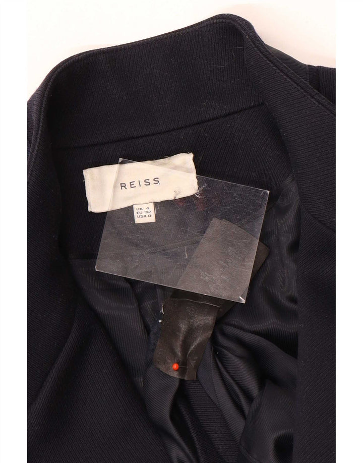 Reiss Womens Overcoat UK 4 XS Navy Blue Wool