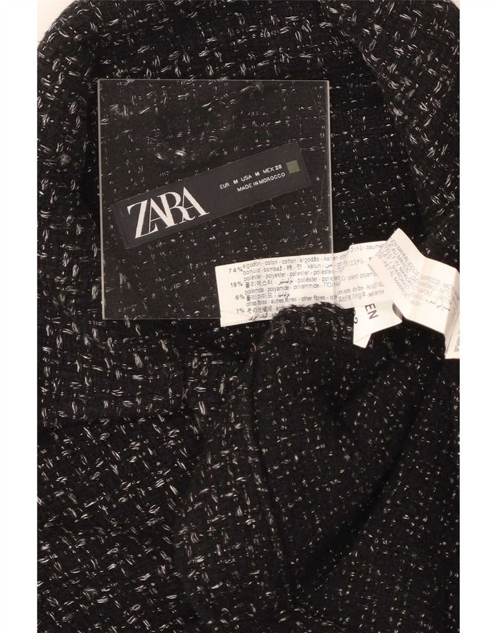 Zara Womens Oversized Utility Jacket UK 14 Medium Black Check Cotton