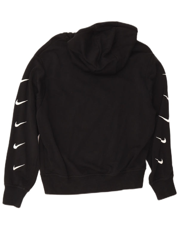 Nike Womens Graphic Hoodie Jumper UK 16 Large Black Cotton