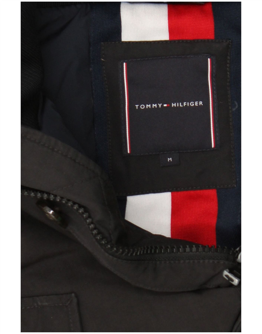 Tommy Hilfiger Mens Hooded Padded Jacket UK 38 Medium Black Cotton