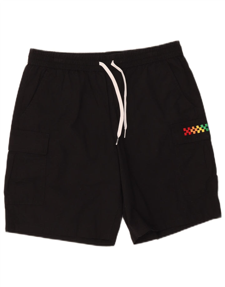 Vans Mens Cargo Shorts Medium W30 Black Geometric Cotton