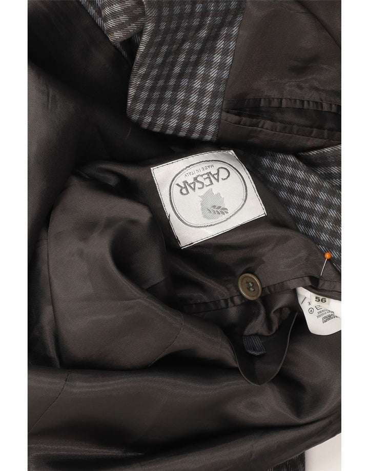 CAESAR  Mens 2 Button Blazer Jacket IT 56 XL Grey Gingham Cotton