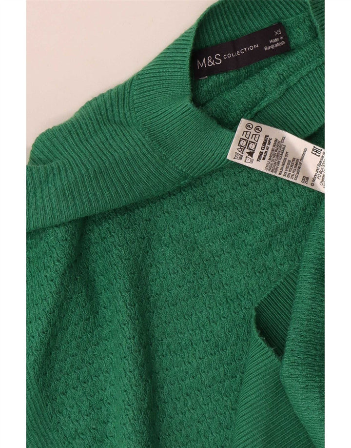 Marks & Spencer Womens Oversized Turtle Neck Jumper Sweater UK 6 XS Green