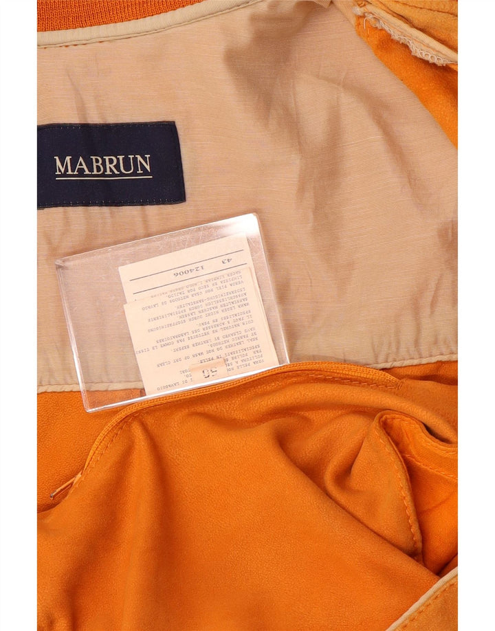 Mabrun Mens Suede Bomber Jacket IT 50 Large Orange Leather