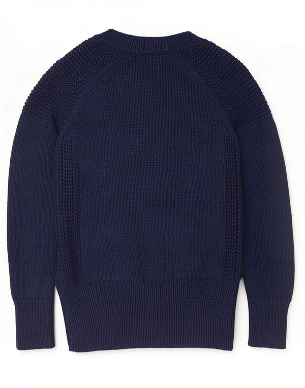 Zara Womens V-Neck Jumper Sweater UK 10 Small Navy Blue Cotton