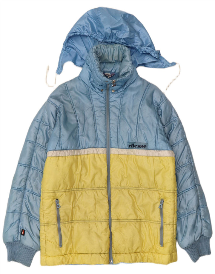 Ellesse Mens Hooded Padded Jacket UK 38 Medium Blue Colourblock Nylon