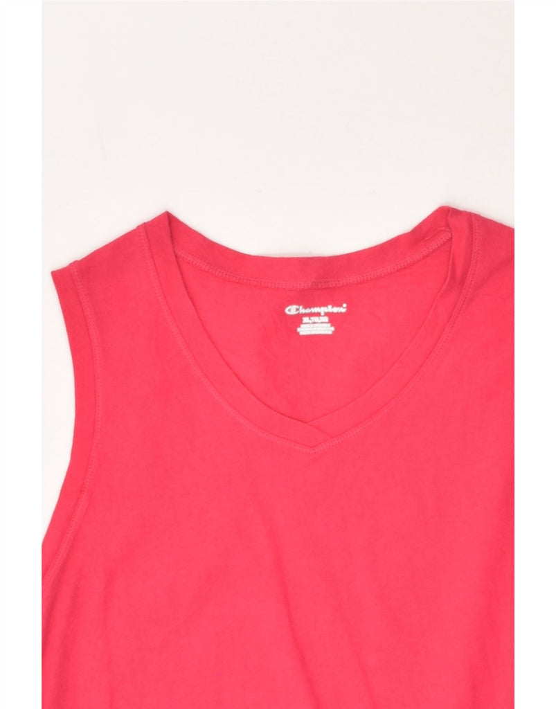 CHAMPION Womens Vest Top UK 18 XL Pink Cotton | Vintage Champion | Thrift | Second-Hand Champion | Used Clothing | Messina Hembry 