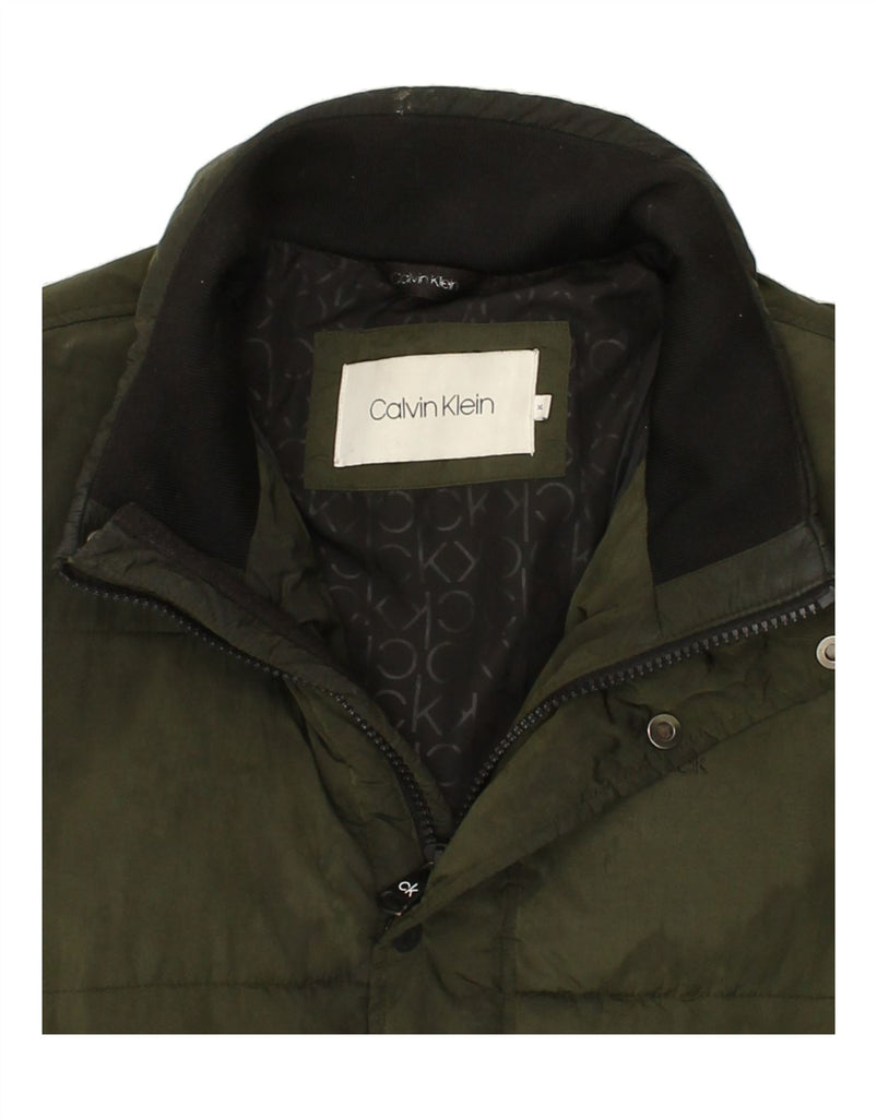 CALVIN KLEIN Mens Padded Jacket UK 42 `XL Khaki Polyester Vintage Calvin Klein and Second-Hand Calvin Klein from Messina Hembry 