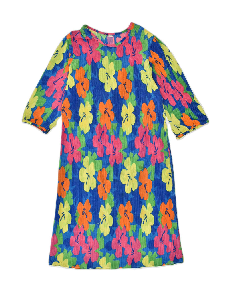 VINTAGE Womens 3/4 Sleeve Basic Dress UK 14 Medium Multicoloured Floral | Vintage Vintage | Thrift | Second-Hand Vintage | Used Clothing | Messina Hembry 