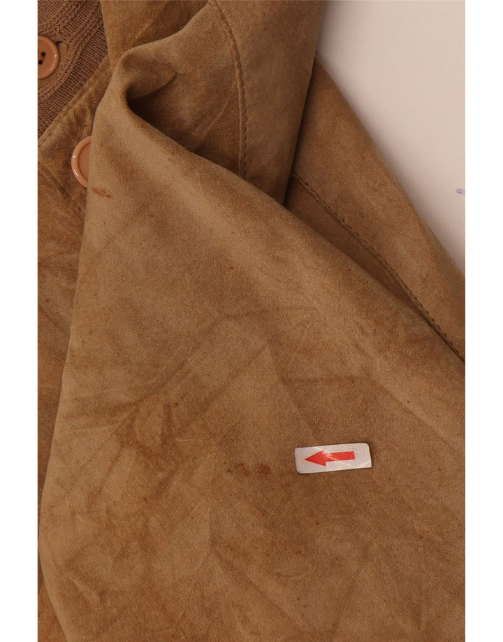 Vintage Mens Suede Bomber Jacket EU 48 Medium Beige Leather
