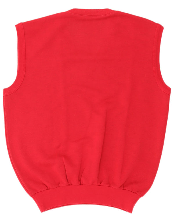 Sergio Tacchini Mens Sleeveless Sweatshirt Jumper Large Burgundy Acrylic