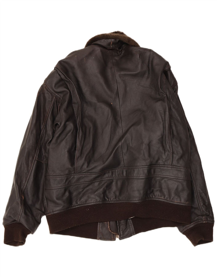 Vintage Mens Leather Jacket UK 42 XL Brown Leather