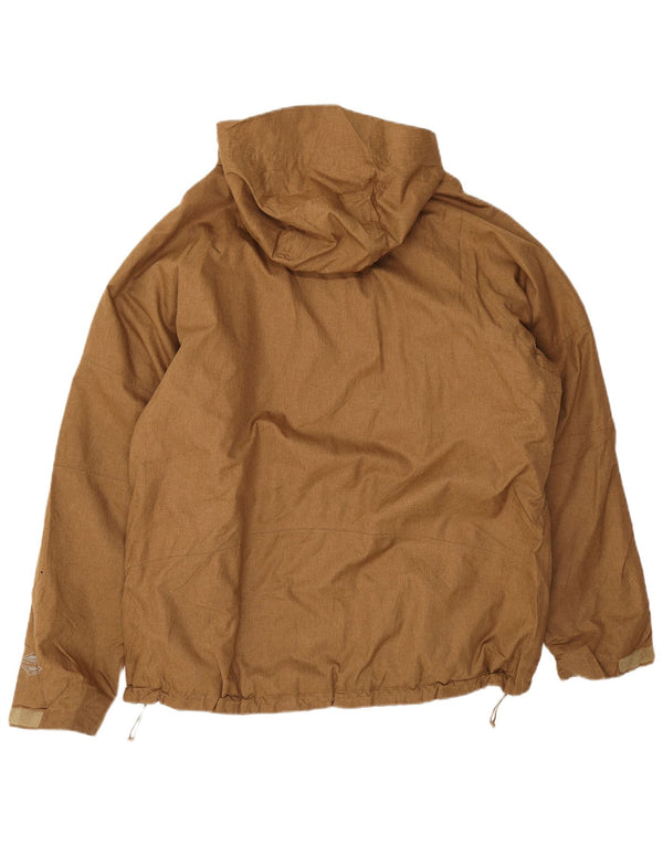 Columbia Mens Omni-Heat Hooded Rain Jacket UK 42 XL Brown Polyester