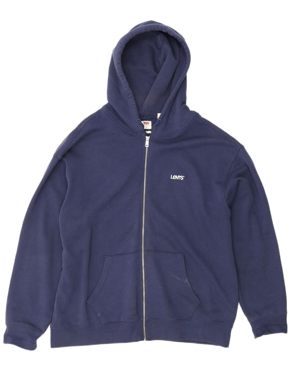 LEVI'S Mens Relaxed Zip Hoodie Sweater XL Navy Blue Cotton