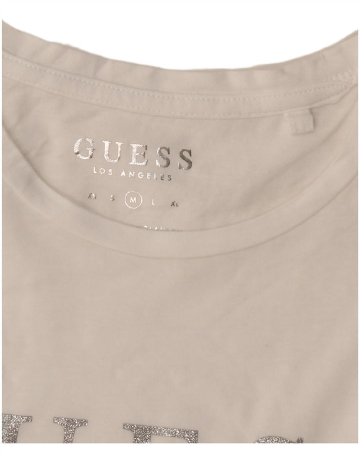 Guess Womens Graphic T-Shirt Top UK 14 Medium White