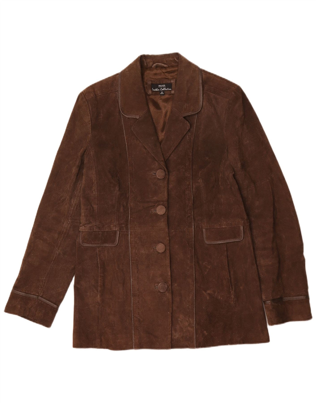 Wallace Sacks Womens Suede Coat UK 14 Large Brown Leather