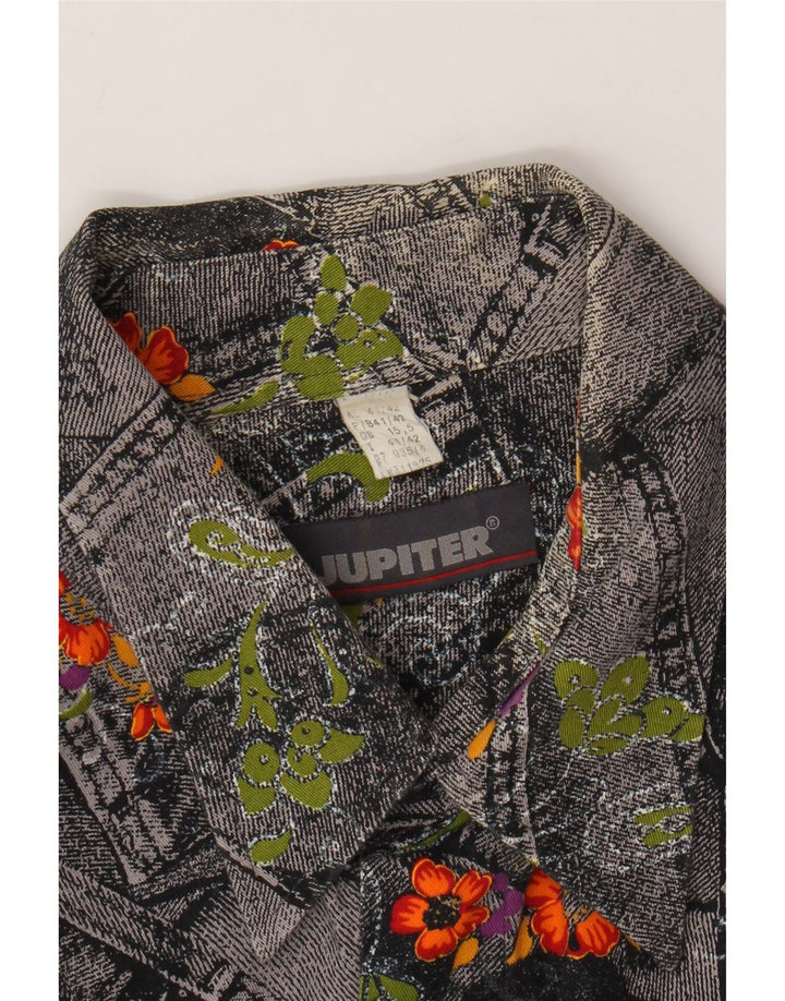 JUPITER Mens Short Sleeve Shirt Size 15 5 Medium Grey Floral