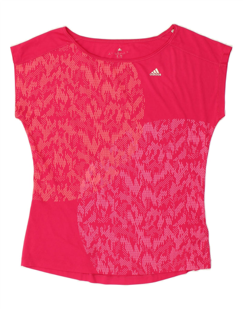 ADIDAS Womens Graphic T-Shirt Top UK 8/10 Small Pink Geometric Polyester | Vintage Adidas | Thrift | Second-Hand Adidas | Used Clothing | Messina Hembry 