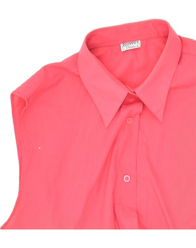 ROVERI DONNA Womens Crop Front Tie Shirt Blouse UK 14 Large Pink Cotton | Vintage Roveri Donna | Thrift | Second-Hand Roveri Donna | Used Clothing | Messina Hembry 