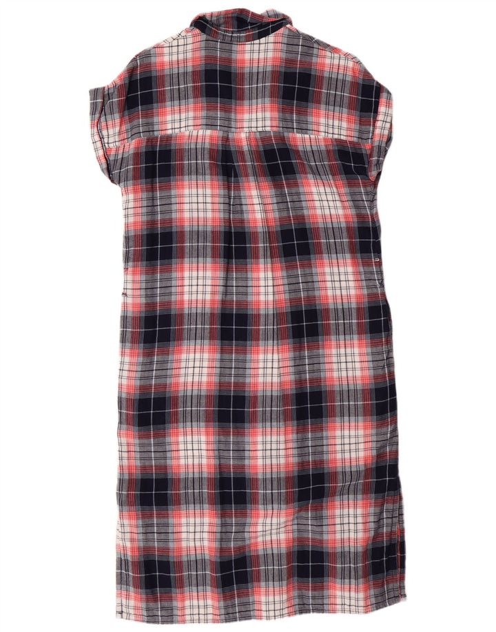 MARKS & SPENCER Womens Oversized Shirt Dress UK 10 Small Navy Blue Plaid