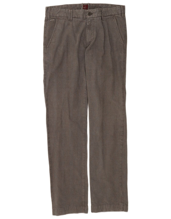 Marlboro Classics Mens Pegged Chino Trousers W36 L34 Grey Check Cotton