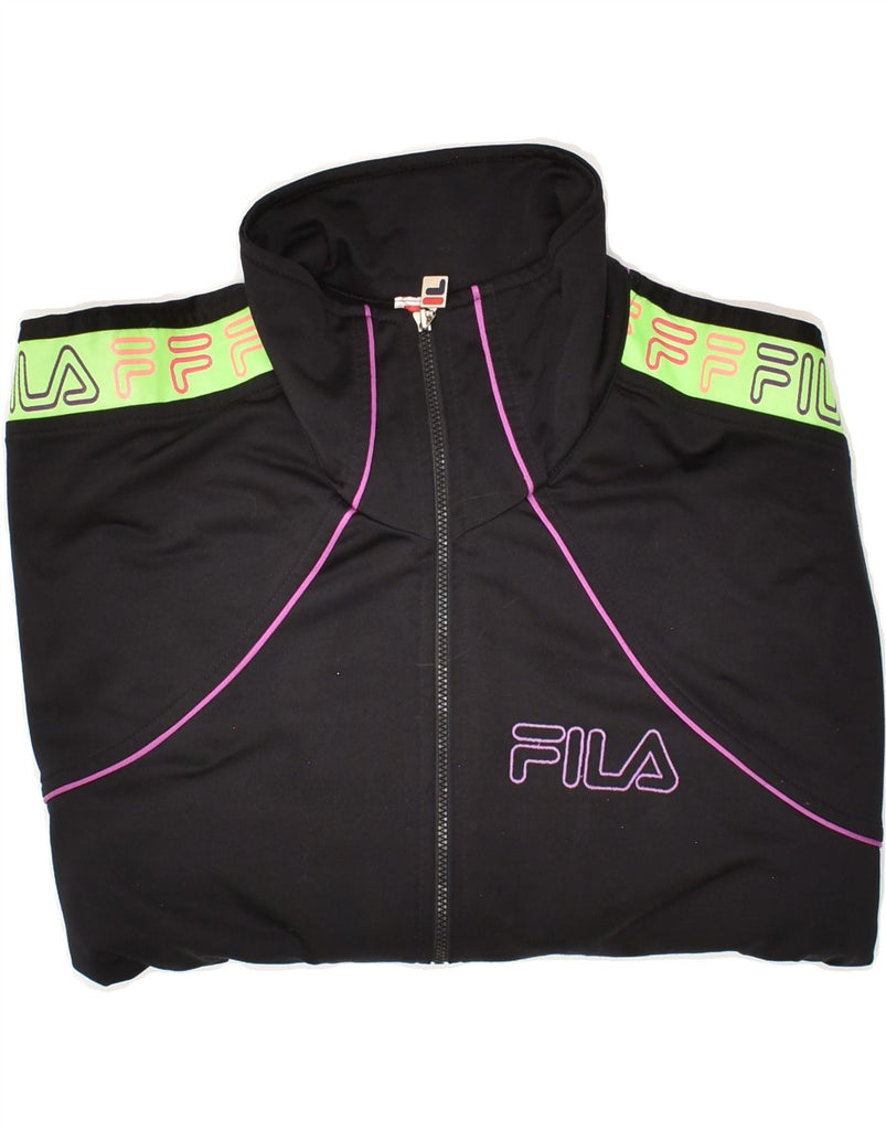 FILA Mens Tracksuit Top Jacket IT 44 XS Black Colourblock Polyester | Vintage Fila | Thrift | Second-Hand Fila | Used Clothing | Messina Hembry 