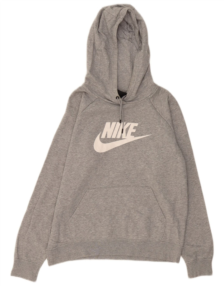 NIKE Mens Graphic Hoodie Jumper Medium Grey Flecked Cotton