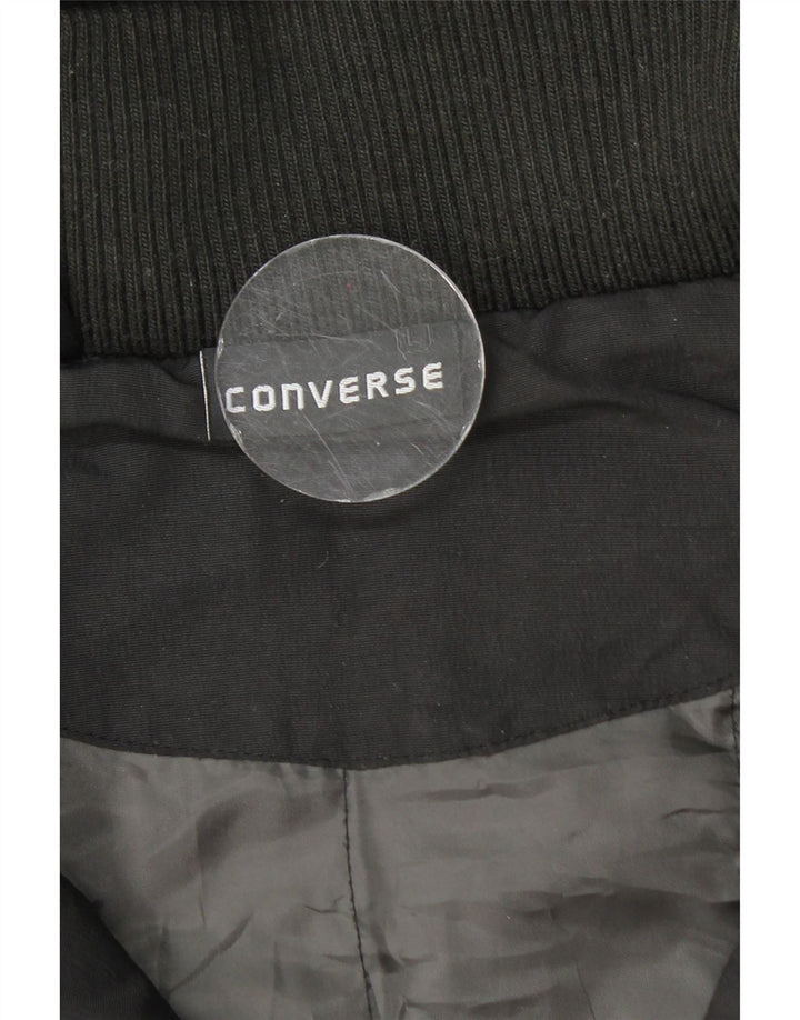 Converse Mens Hooded Padded Jacket UK 40 Large Black Nylon