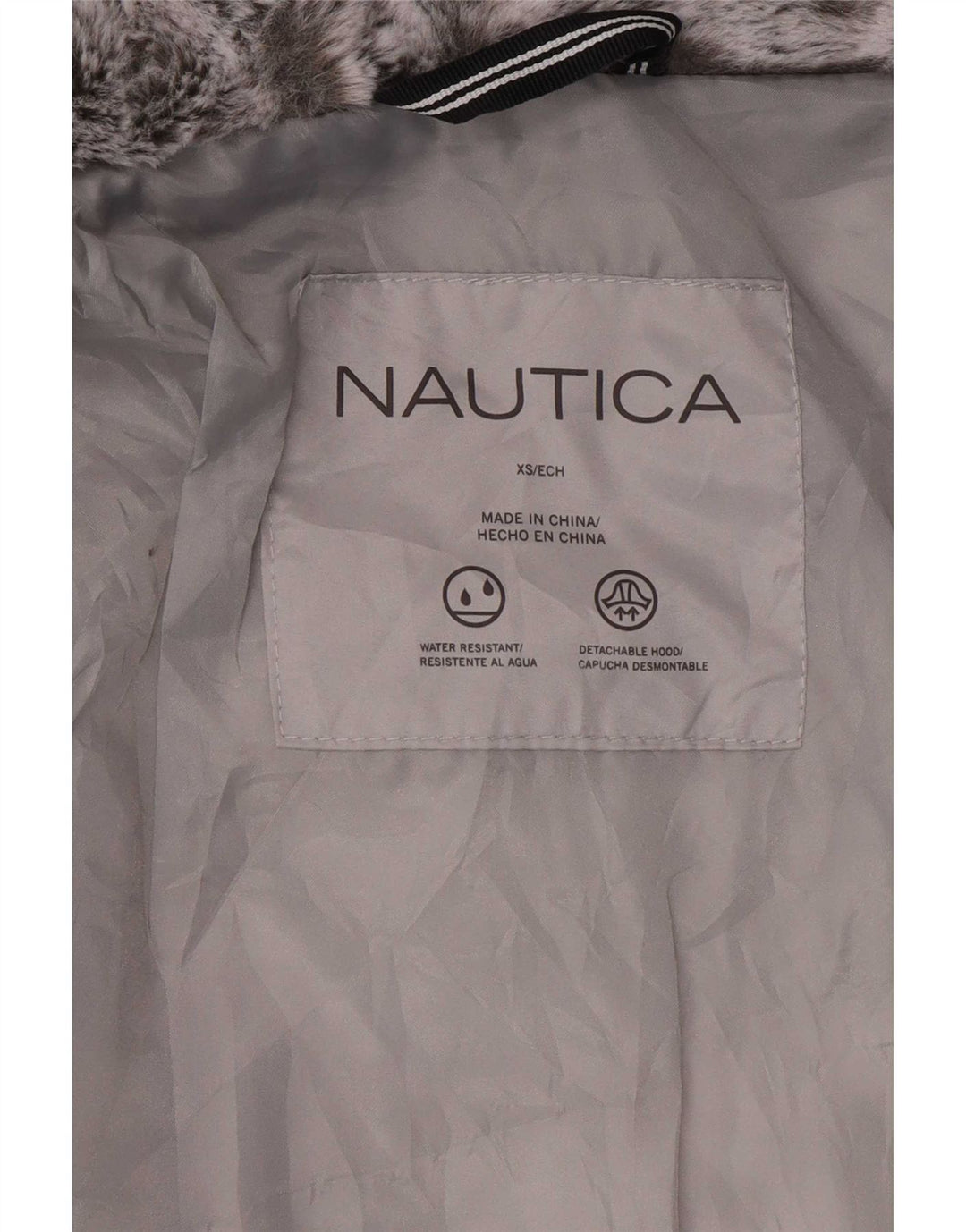 Nautica Womens Hooded Padded Jacket UK 6 XS Grey Polyester