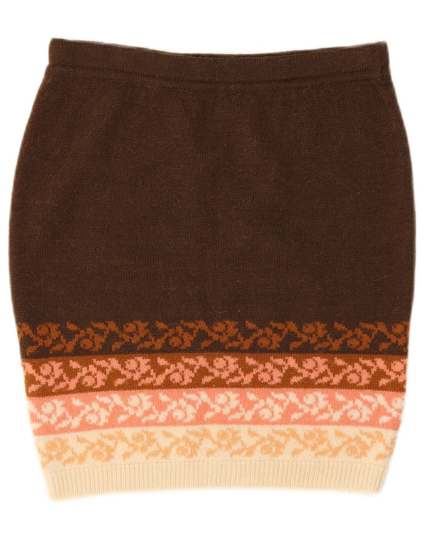Stefanel Womens Knit Pencil Skirt Medium W28  Brown Floral Wool