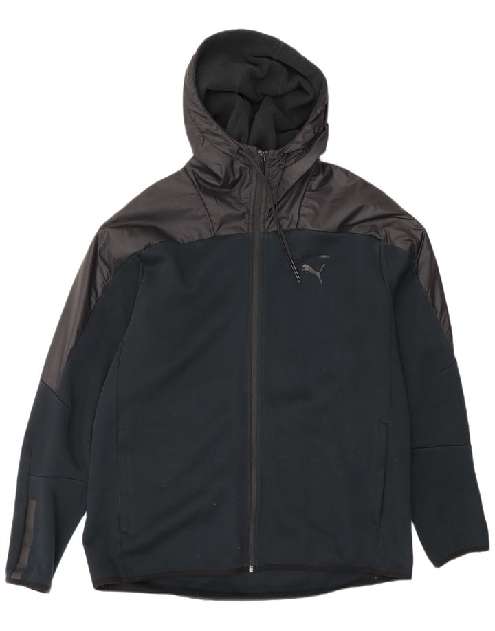 Puma Mens Hooded Tracksuit Top Jacket Large Black Colourblock