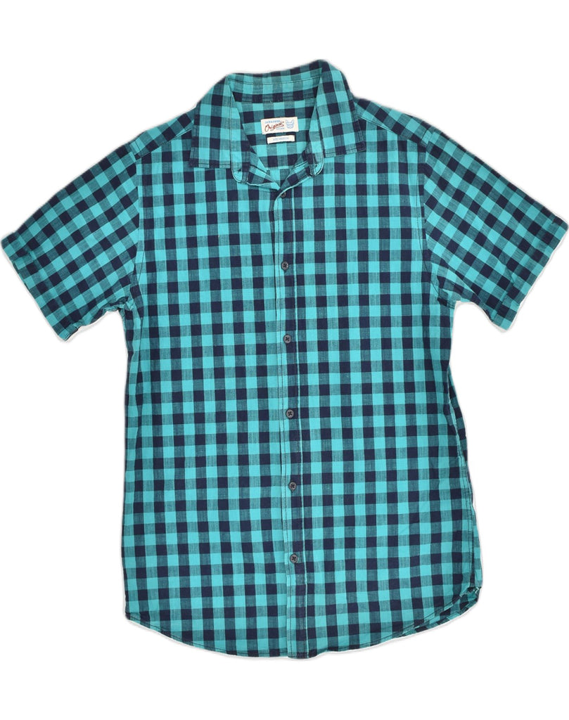 JACK & JONES Mens Short Sleeve Shirt Medium Green Check Cotton | Vintage Jack & Jones | Thrift | Second-Hand Jack & Jones | Used Clothing | Messina Hembry 