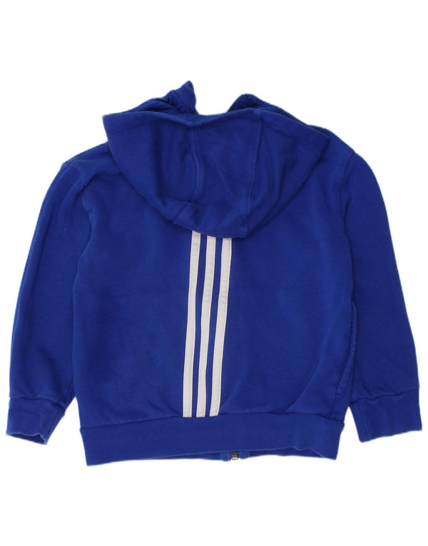 Adidas Boys Graphic Zip Hoodie Sweater 5-6 Years Blue Cotton