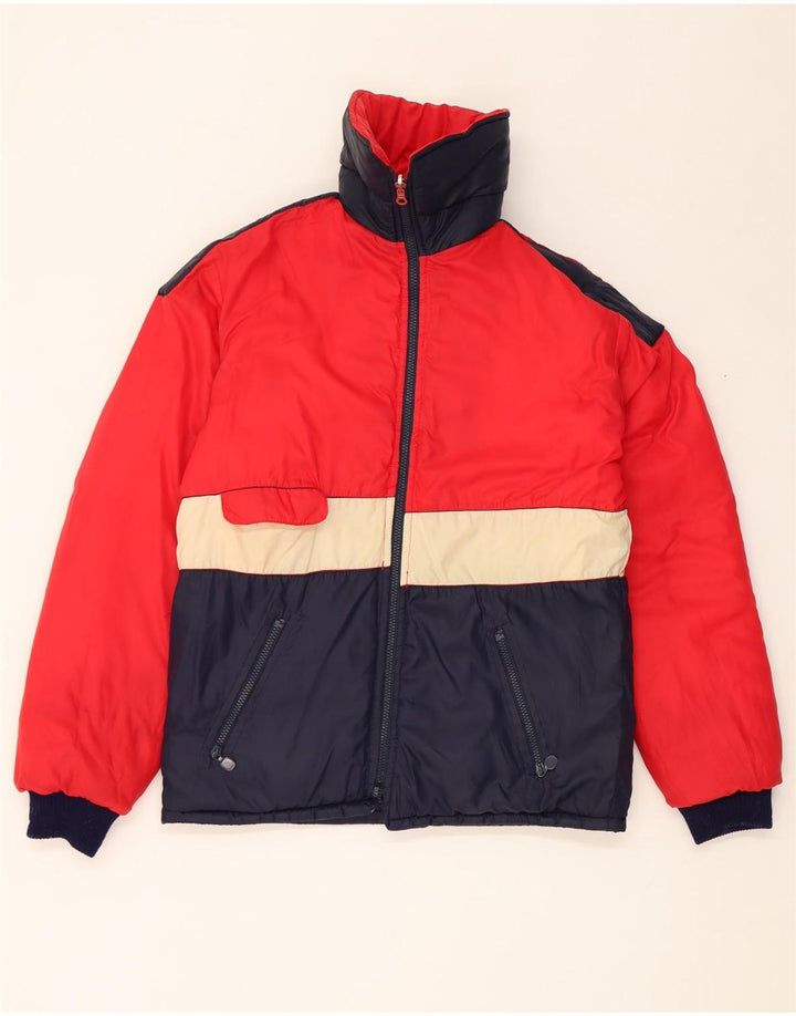 Vintage Mens Reversible Padded Jacket UK 38 Medium Navy Blue Colourblock