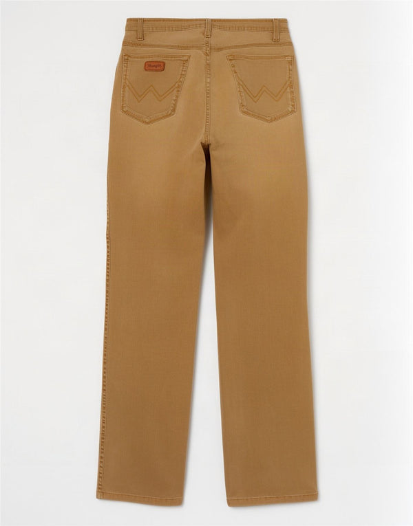 Wrangler Mens Texas Stretch Straight Casual Trousers W34 L34 Beige Cotton