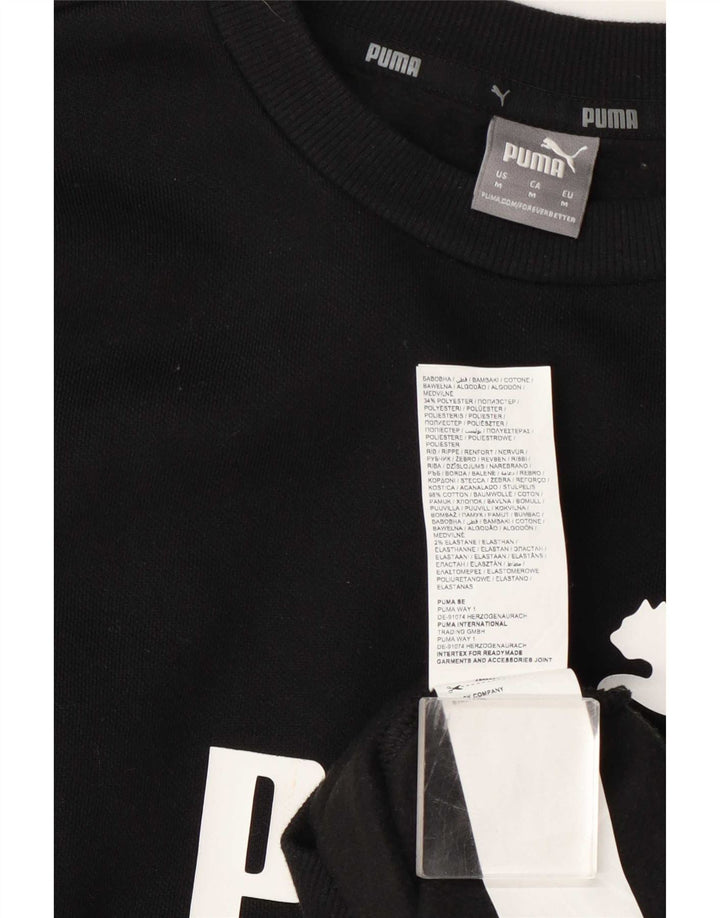 Puma Womens Graphic Sweatshirt Jumper UK 14 Medium Black Cotton