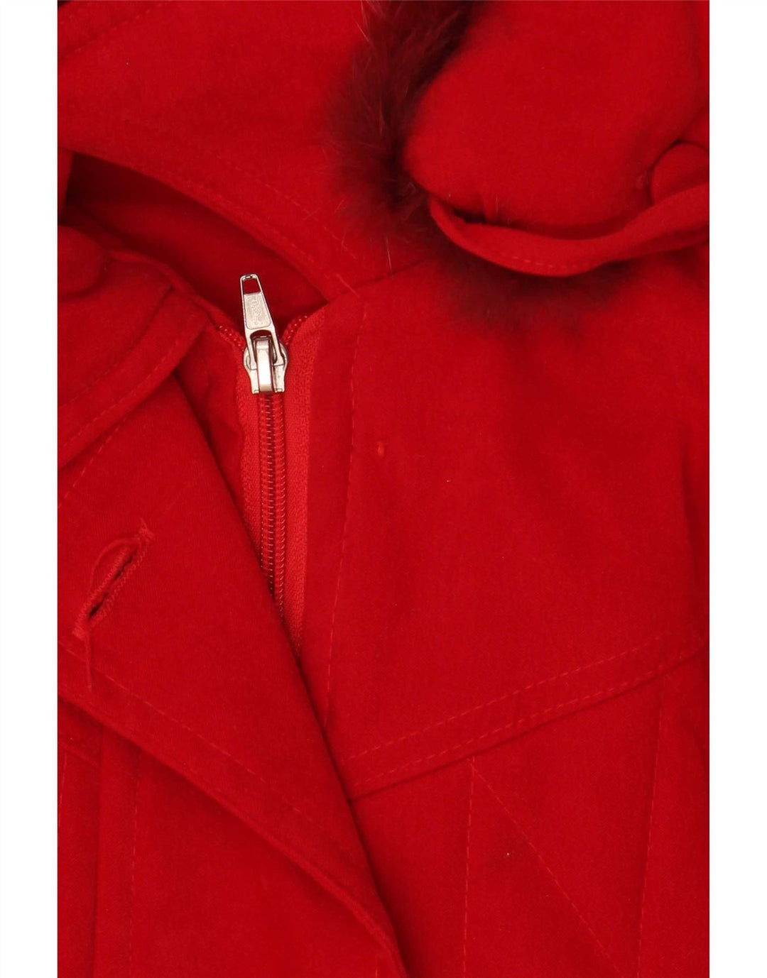 Vintage Womens Hooded Oversized Parka Jacket UK 18 XL Red Polyester
