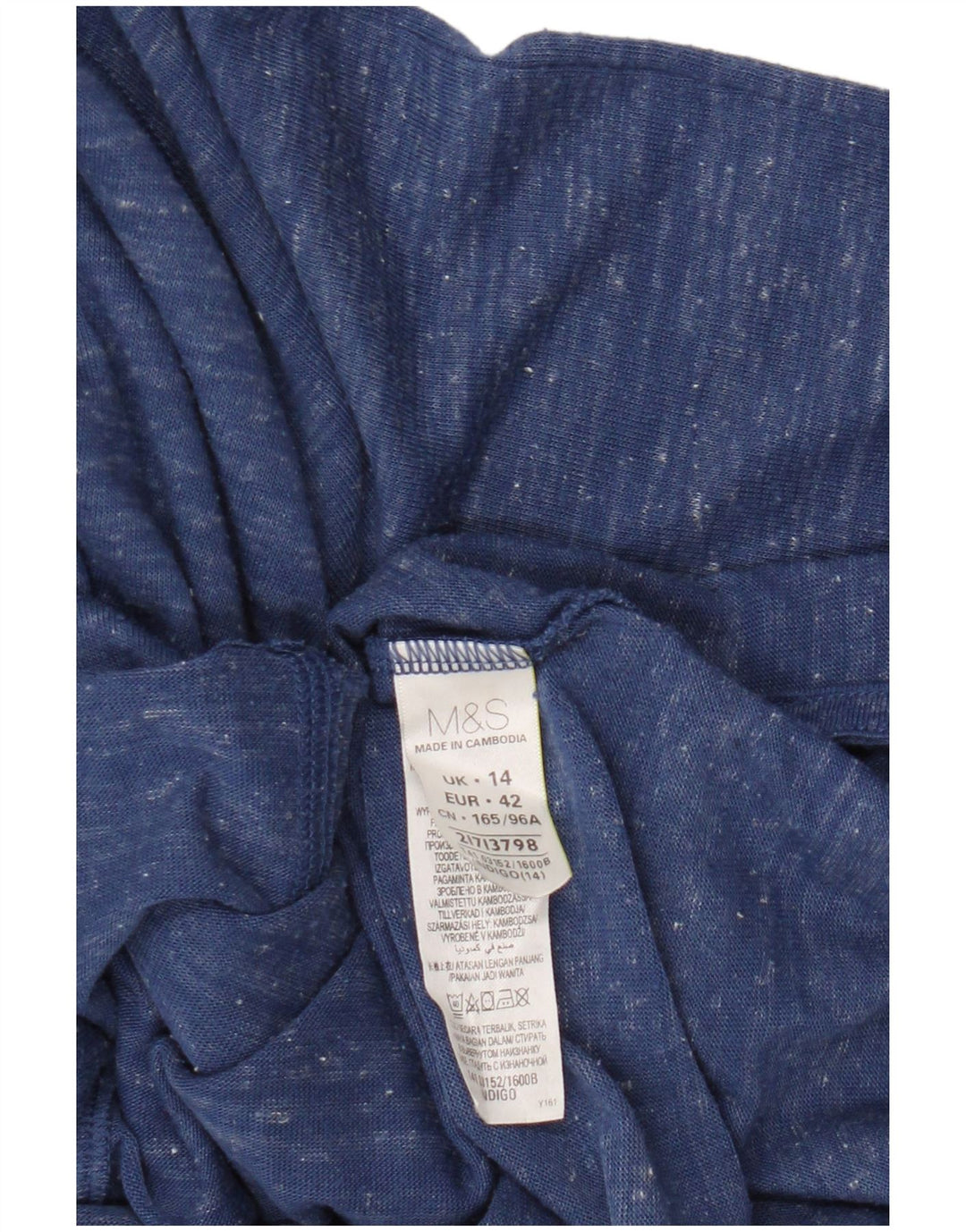Marks & Spencer Womens Top 3/4 Sleeve UK 14 Medium Blue Flecked Polyester