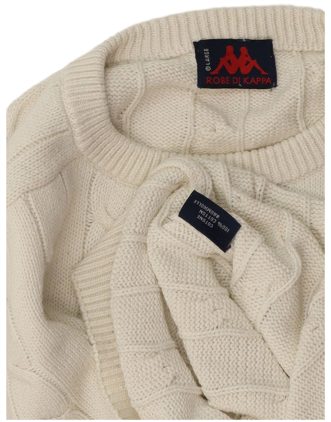 KAPPA Mens Crew Neck Jumper Sweater Large White Cotton