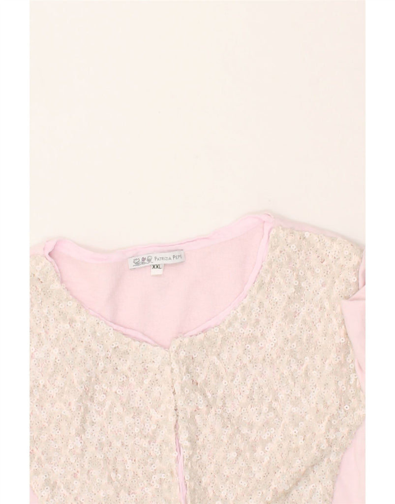 PATRIZIA PEPE Girls Cardigan Sweater 7-8 Years 2XL Pink Colourblock Cotton | Vintage Patrizia Pepe | Thrift | Second-Hand Patrizia Pepe | Used Clothing | Messina Hembry 