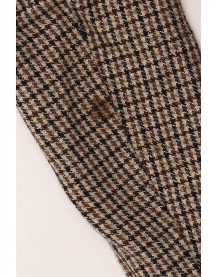 Zara Mens Overcoat UK 36 Small Brown Houndstooth Polyester