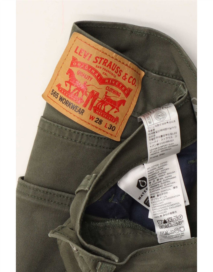 Levi's Mens 565 Straight Cargo Trousers W28 L30 Khaki Cotton