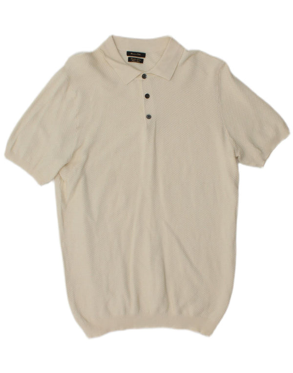Massimo Dutti Mens Polo Shirt Medium Off White