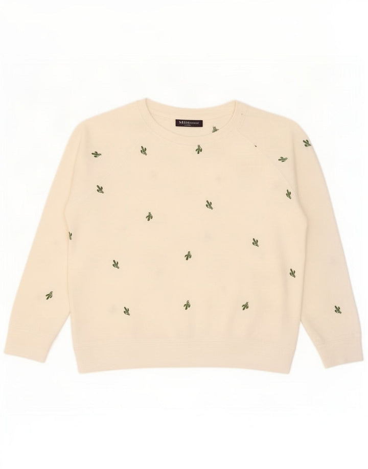 Marks & Spencer Womens Abstract Pattern Sweatshirt Jumper UK 16 Large White