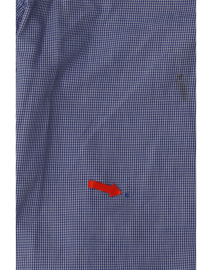 Izod Mens Shirt Large Blue Gingham Cotton