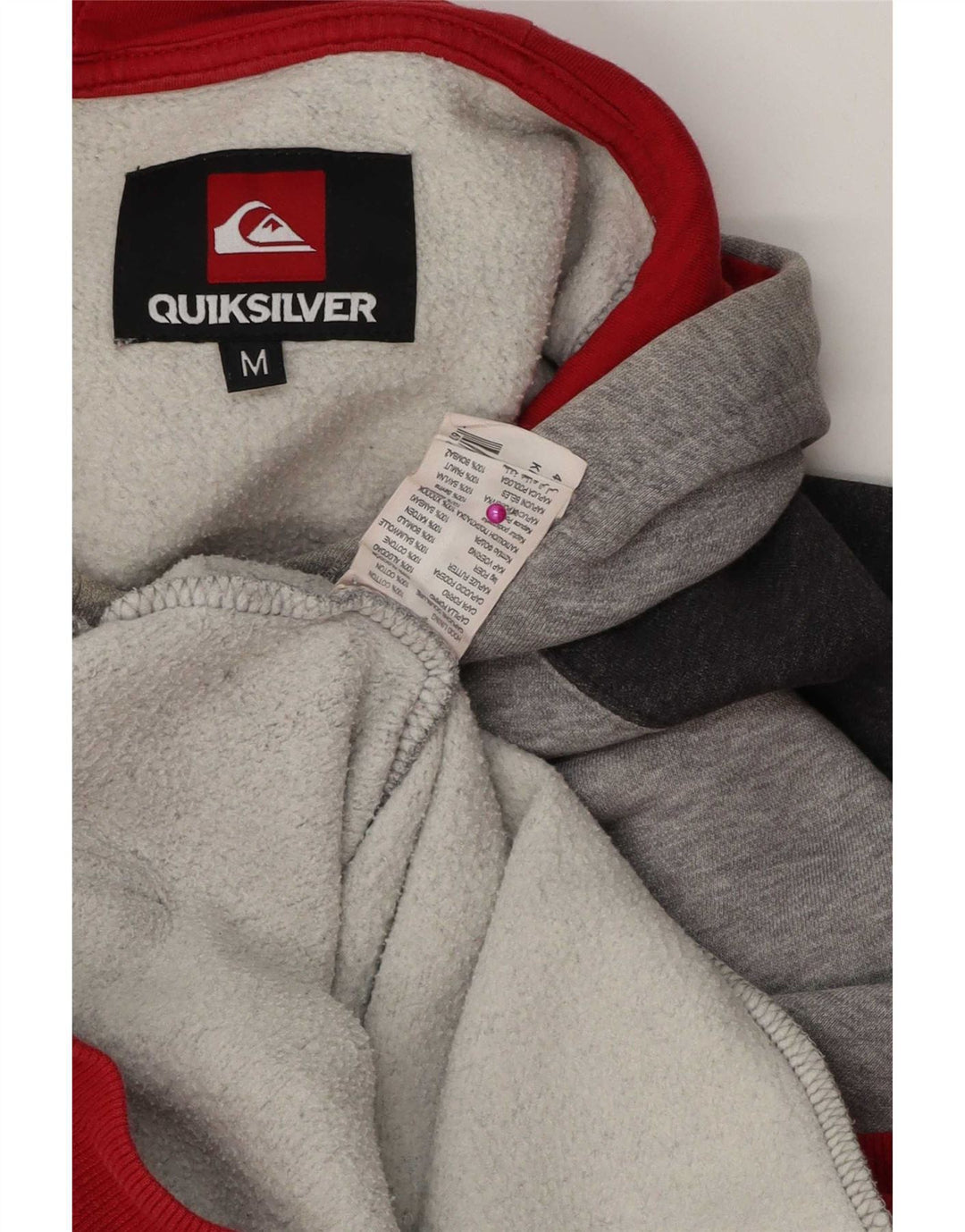 Quiksilver Mens Hoodie Jumper Medium Grey Colourblock Cotton