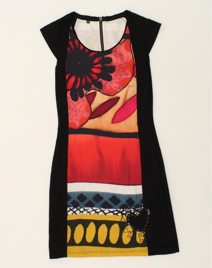 DESIGUAL Womens Sheath Dress UK 6 XS Black Colourblock Polyester | Vintage Desigual | Thrift | Second-Hand Desigual | Used Clothing | Messina Hembry 