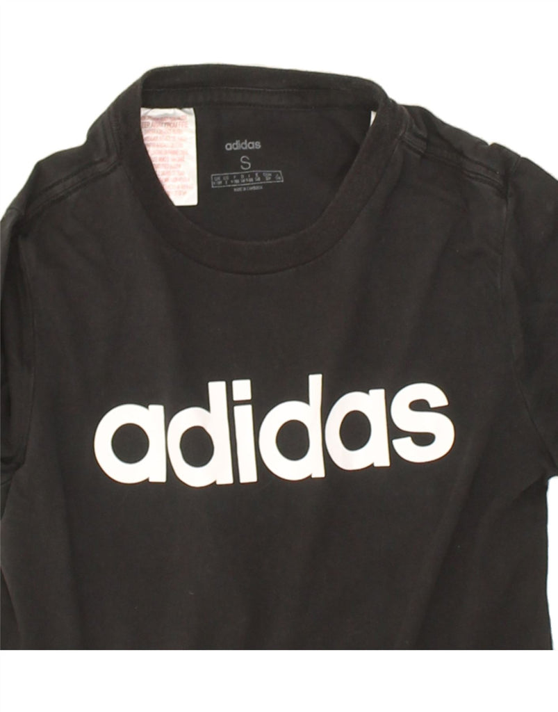 ADIDAS Boys Graphic T-Shirt Top 9-10 Years Small Black Cotton | Vintage Adidas | Thrift | Second-Hand Adidas | Used Clothing | Messina Hembry 