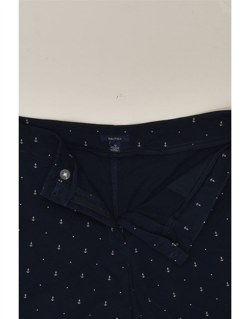 NAUTICA Womens Chino Shorts US 12 Large W34 Navy Blue Spotted Cotton | Vintage Nautica | Thrift | Second-Hand Nautica | Used Clothing | Messina Hembry 